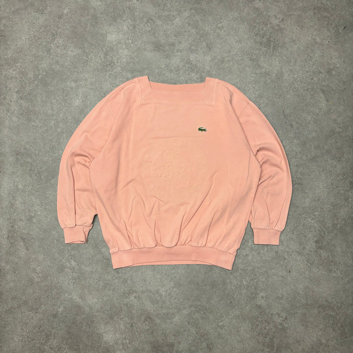 Vintage Lacoste Chemise Peach Spell Out Sweatshirt (S)