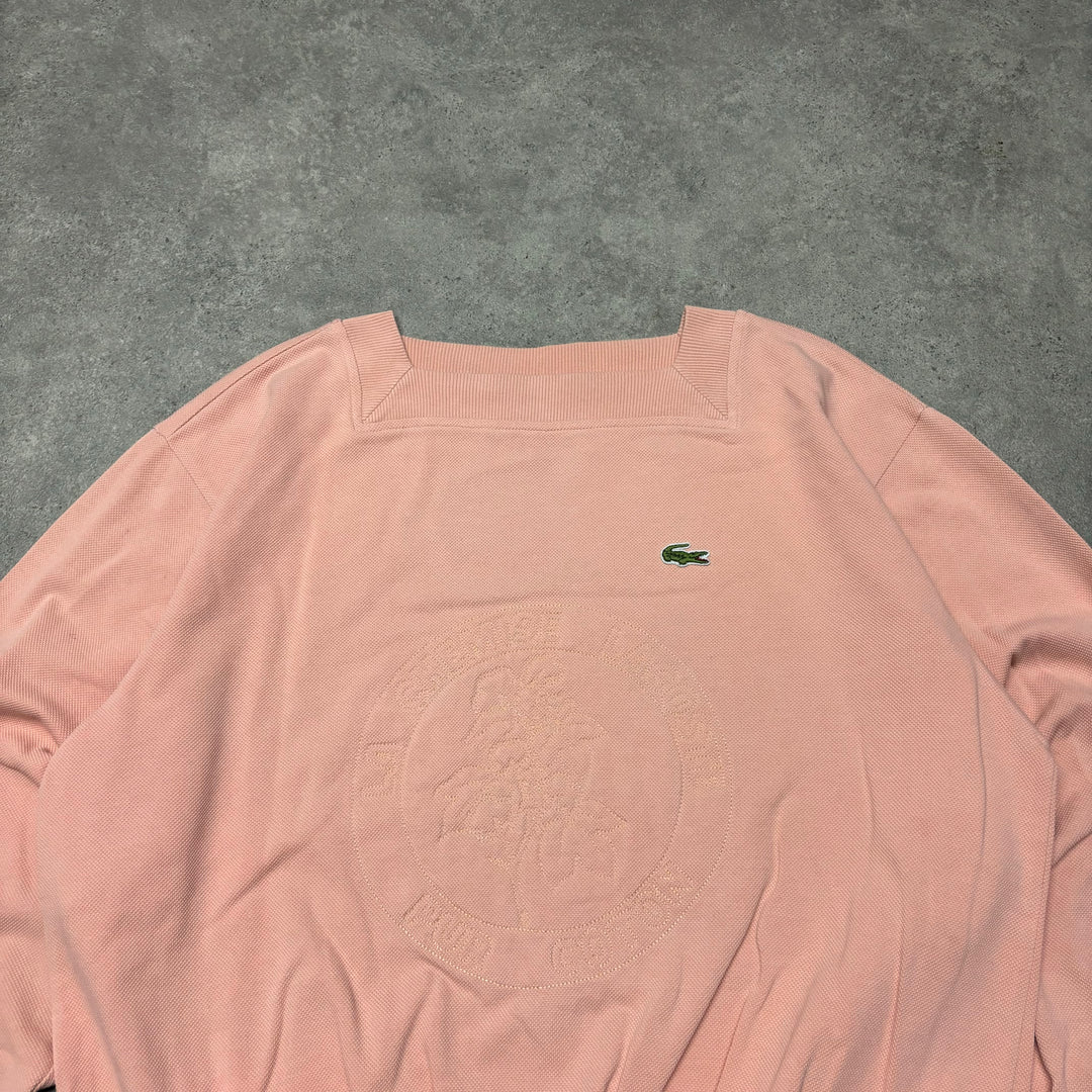 Vintage Lacoste Chemise Peach Spell Out Sweatshirt (S)