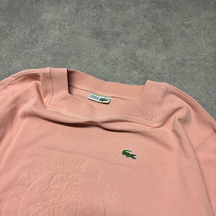 Vintage Lacoste Chemise Peach Spell Out Sweatshirt (S)