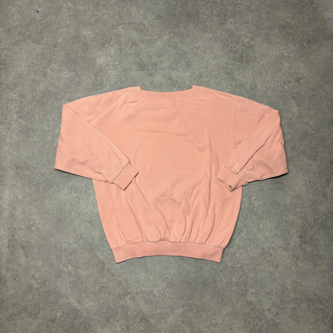 Vintage Lacoste Chemise Peach Spell Out Sweatshirt (S)