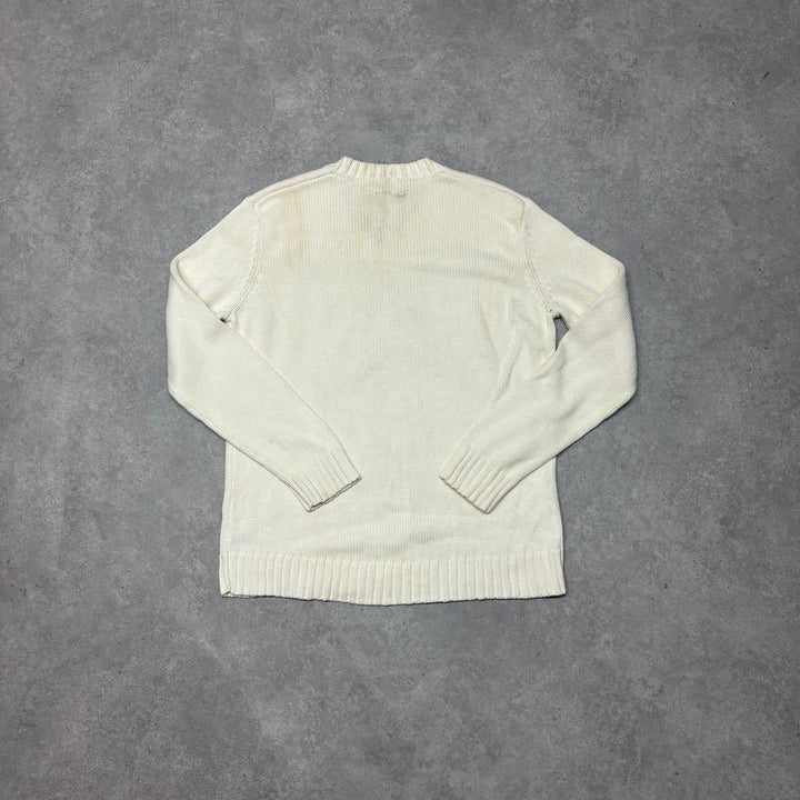 Vintage Lauren By Ralph Lauren Cream Heavy Knitted Jumper (M)