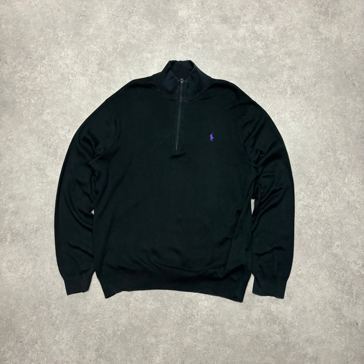 Vintage Polo Ralph Lauren Black Quarter Zip Jumper (XL)