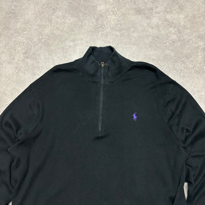 Vintage Polo Ralph Lauren Black Quarter Zip Jumper (XL)