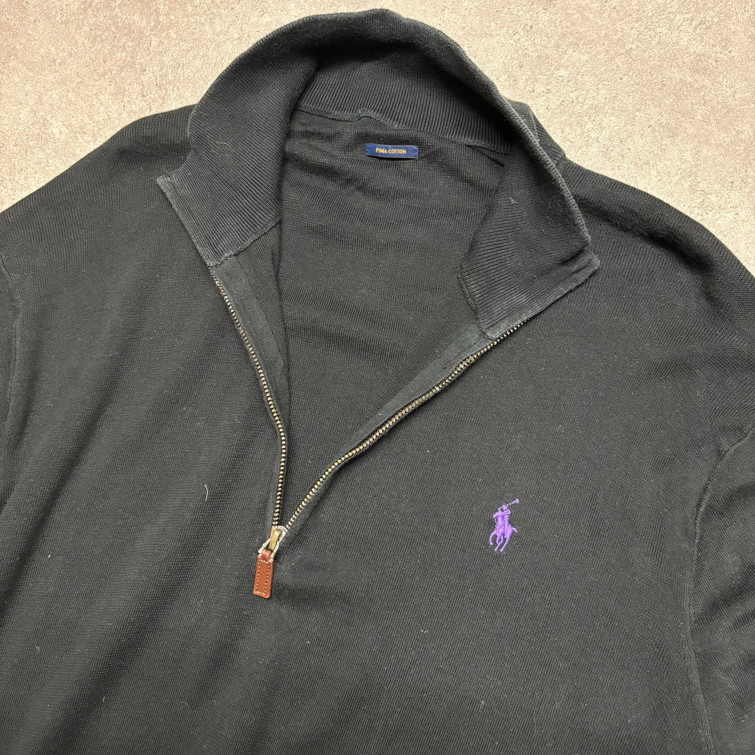 Vintage Polo Ralph Lauren Black Quarter Zip Jumper (XL)