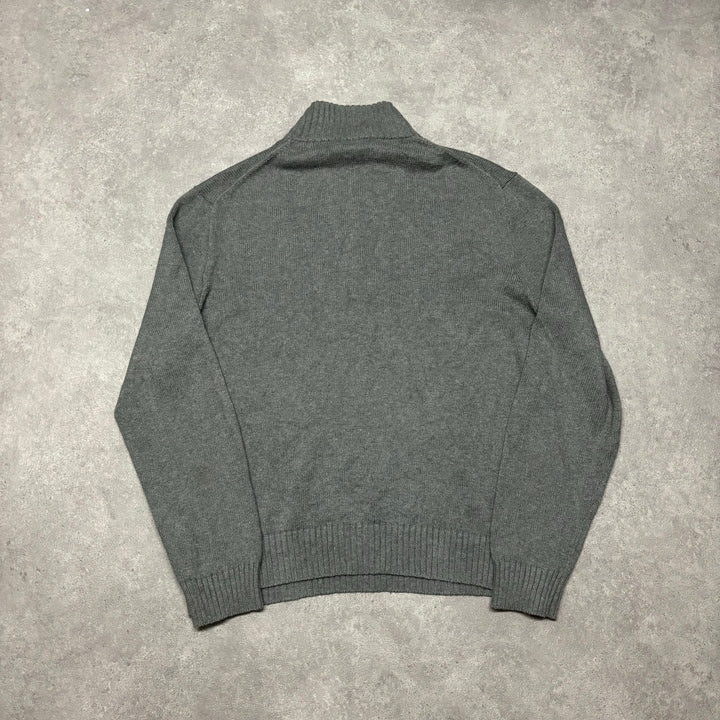 Vintage Polo Ralph Lauren Grey Knitted Quarter Zip Jumper (XL)