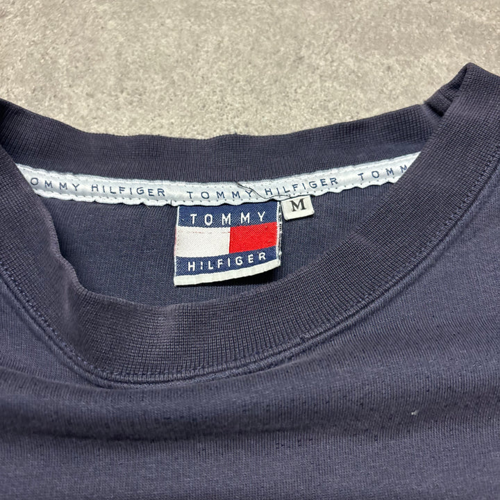90's Vintage Tommy Hilfiger Navy Spell Out Sweatshirt (M)