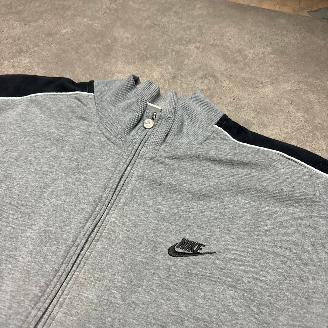 00's Vintage Nike Grey Full Zip Sweatshirt (XXL)