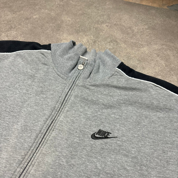 00's Vintage Nike Grey Full Zip Sweatshirt (XXL)