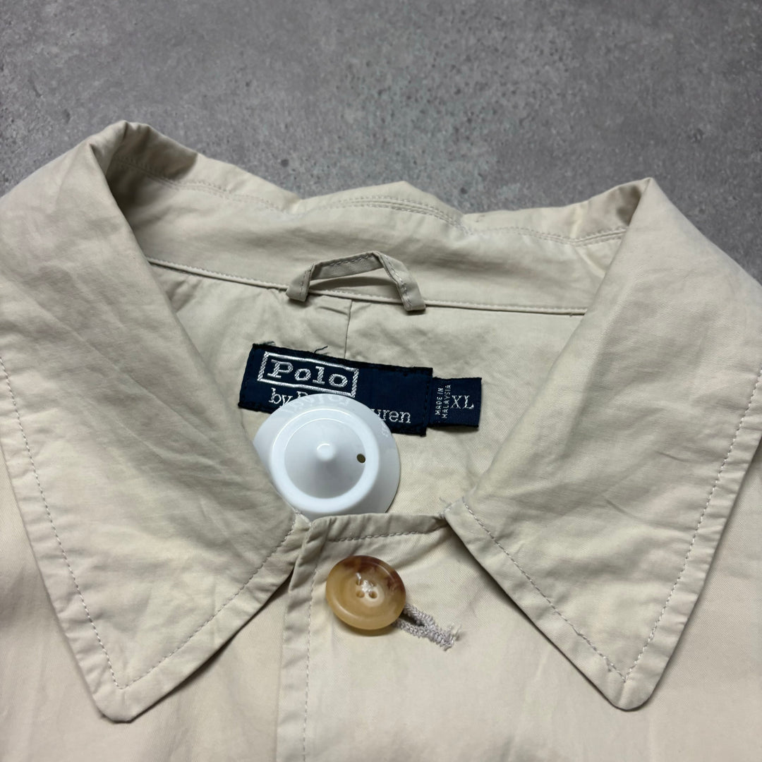 Vintage Polo Ralph Lauren Cream Trench Coat (XL)