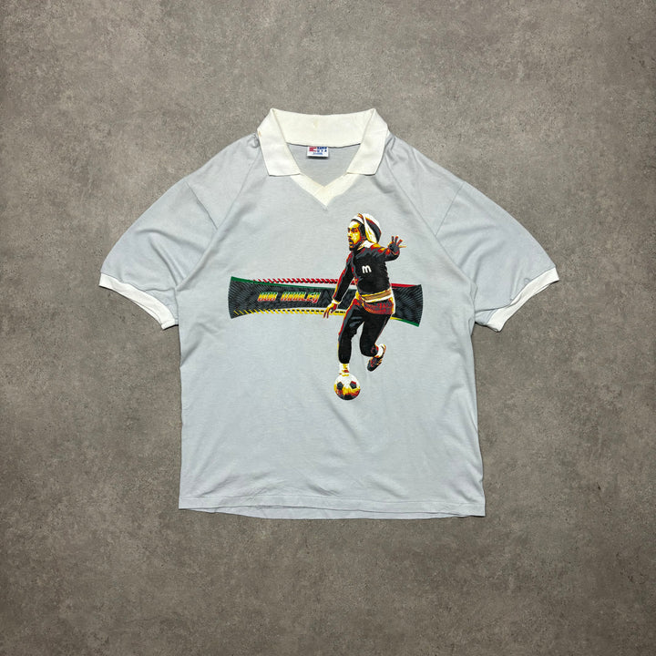 80's Vintage Bob Marley Light Blue Graphic T-Shirt (XL)