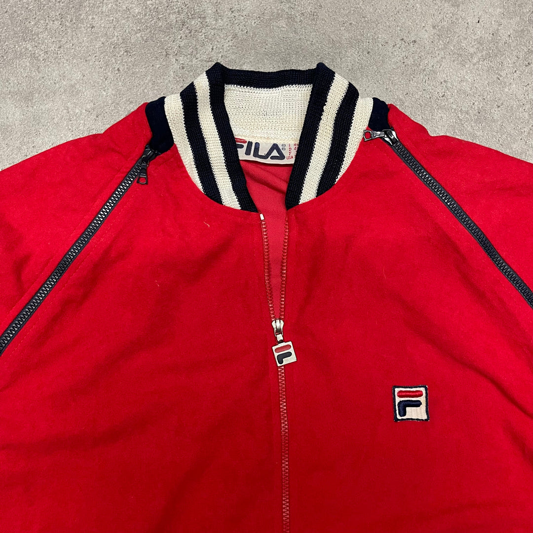 Vintage 70s FILA Velour Track  Full Set Size M Red