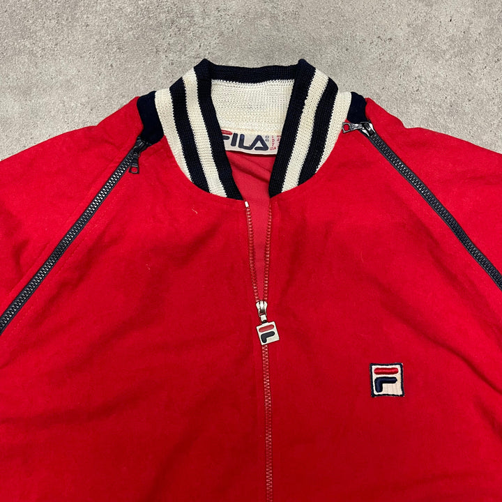 Vintage 70s FILA Velour Track  Full Set Size M Red