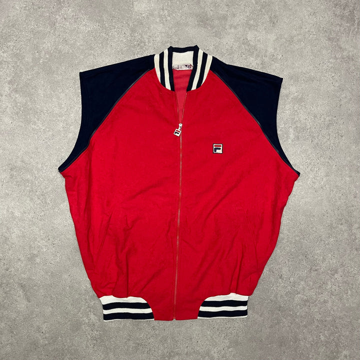Vintage 70s FILA Velour Track  Full Set Size M Red