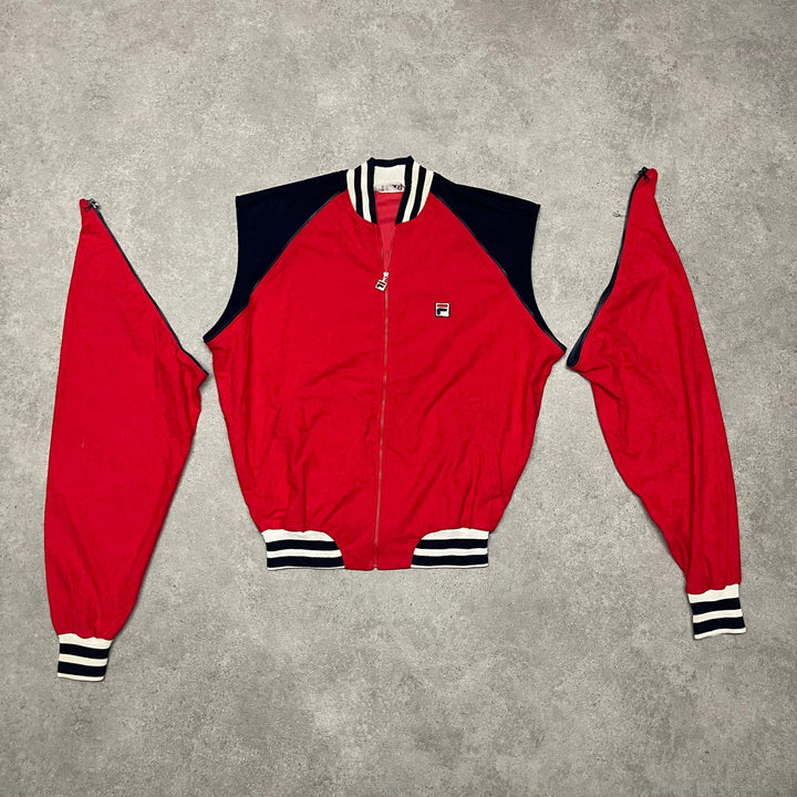 Vintage 70s FILA Velour Track  Full Set Size M Red
