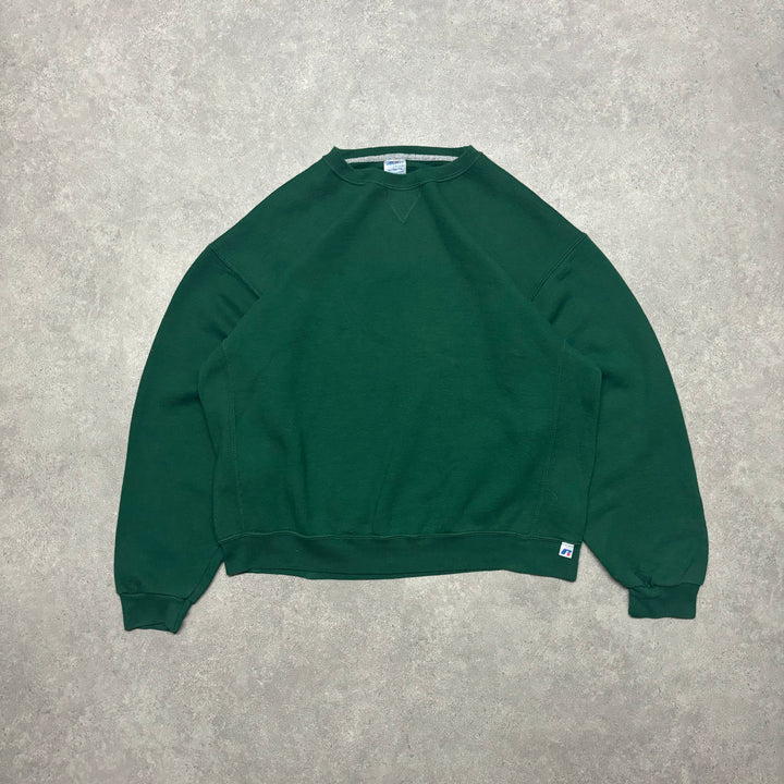 90's Vintage Russell Athletic Forest Green Sweatshirt (XL)
