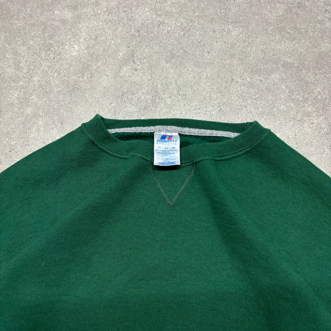 90's Vintage Russell Athletic Forest Green Sweatshirt (XL)