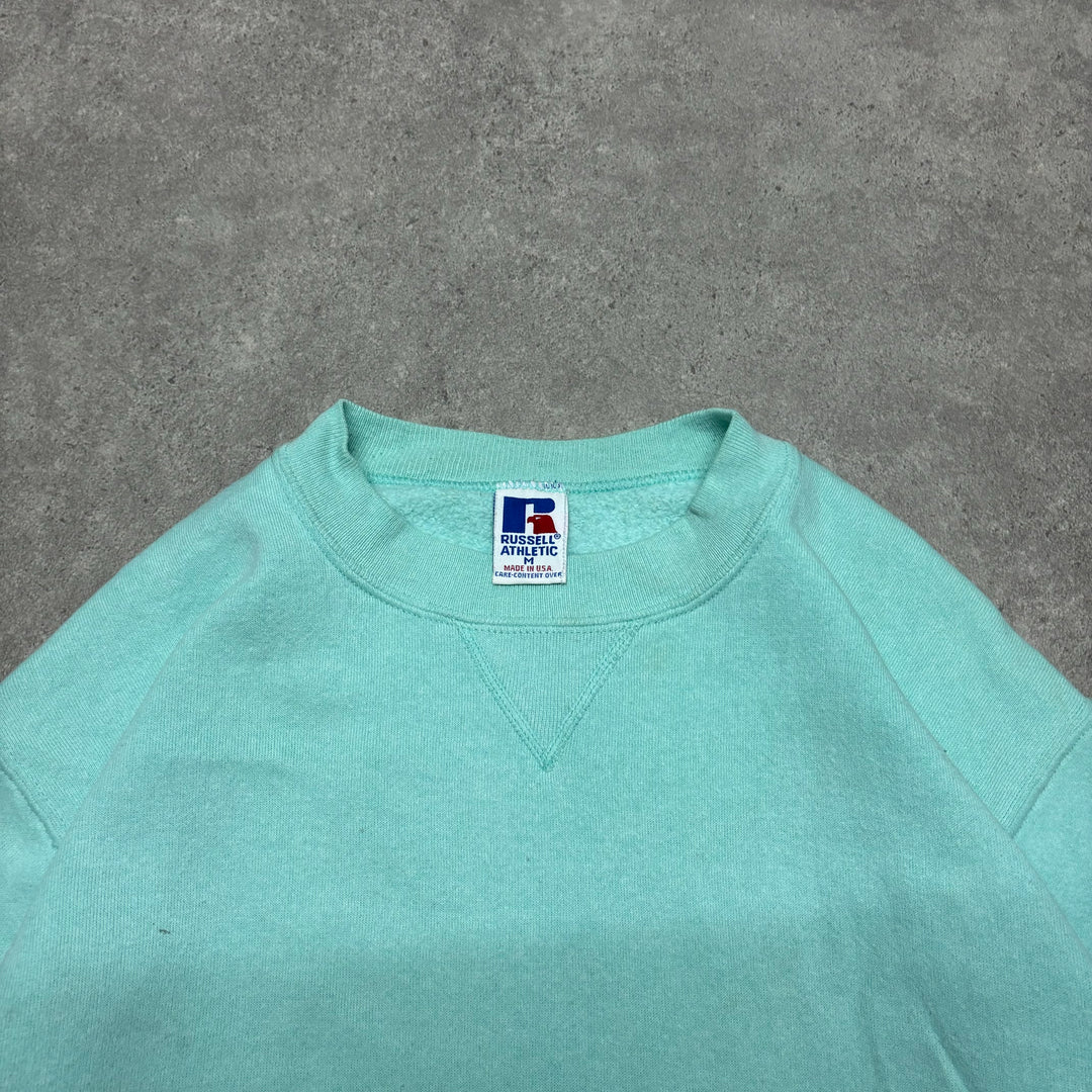 90's Vintage Russell Athletic Turquoise Sweatshirt (M)