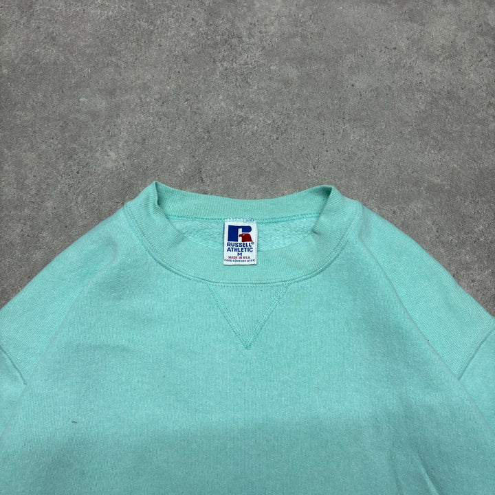 90's Vintage Russell Athletic Turquoise Sweatshirt (M)
