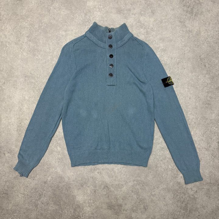 Vintage Stone Island Button up Jumper Size M Blue