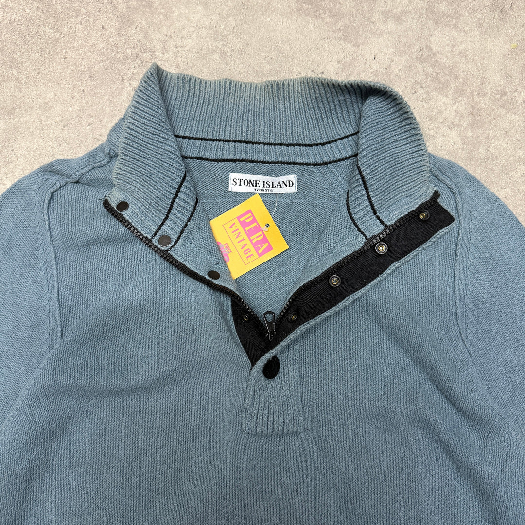 Vintage Stone Island Button up Jumper Size M Blue