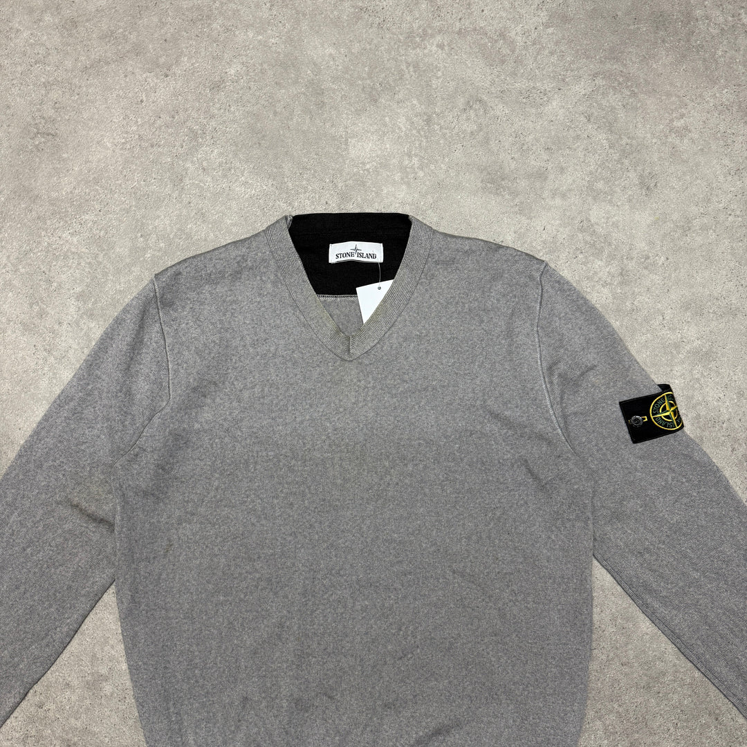 Vintage Stone Island V Neck Jumper Size XL Grey