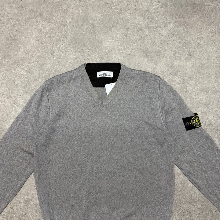Vintage Stone Island V Neck Jumper Size XL Grey