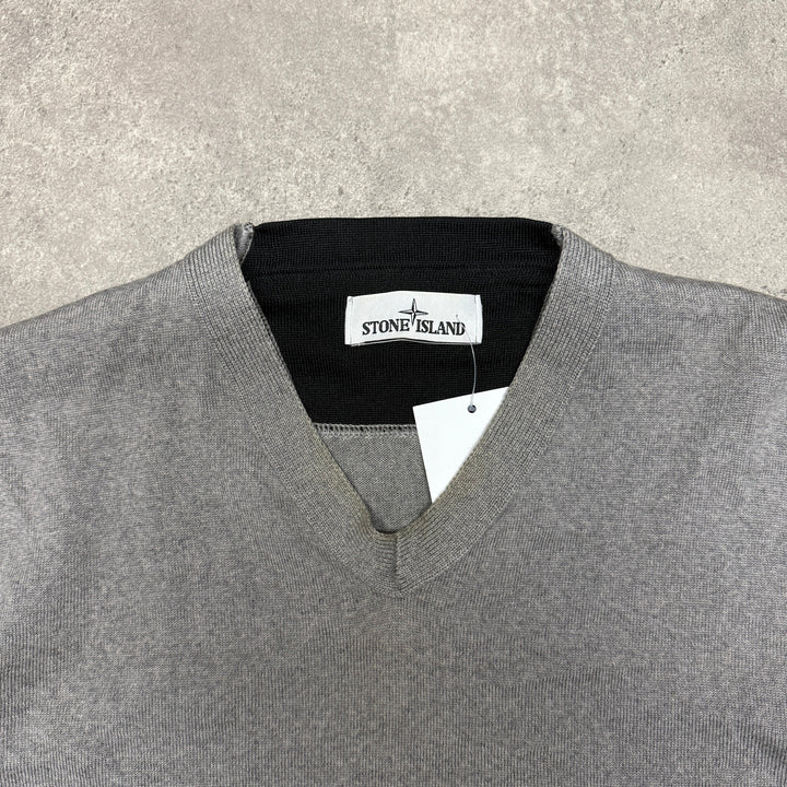 Vintage Stone Island V Neck Jumper Size XL Grey