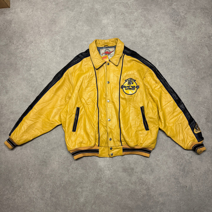 Vintage Avirex Leather Jacket Size XXL Yellow