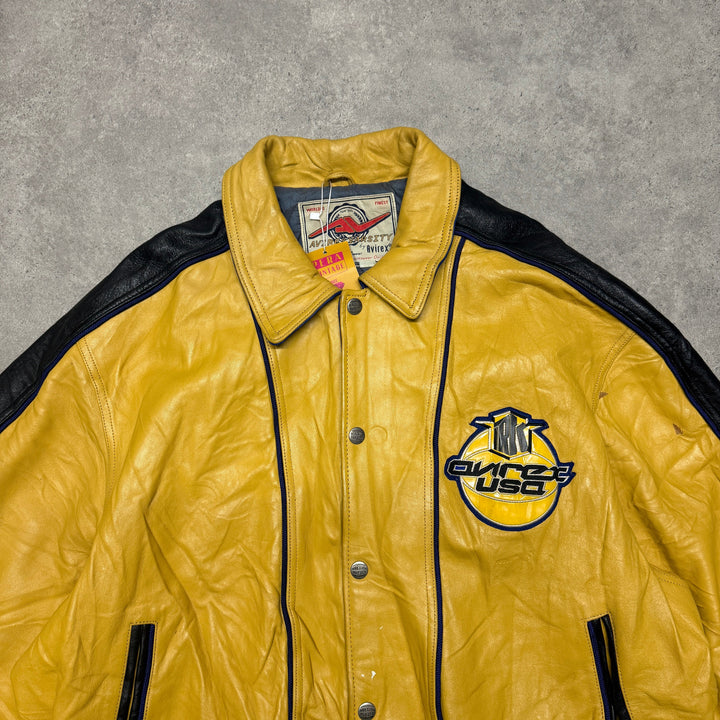 Vintage Avirex Leather Jacket Size XXL Yellow