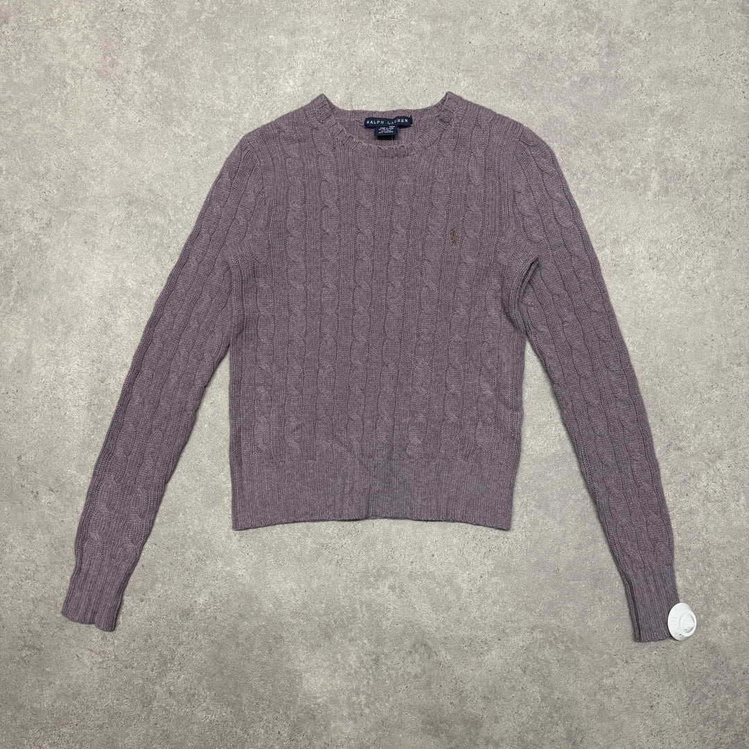 Polo Ralph Lauren Cable Knit Jumper Size S Purple