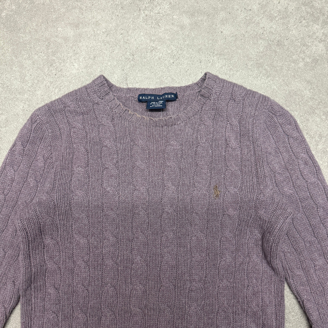 Polo Ralph Lauren Cable Knit Jumper Size S Purple