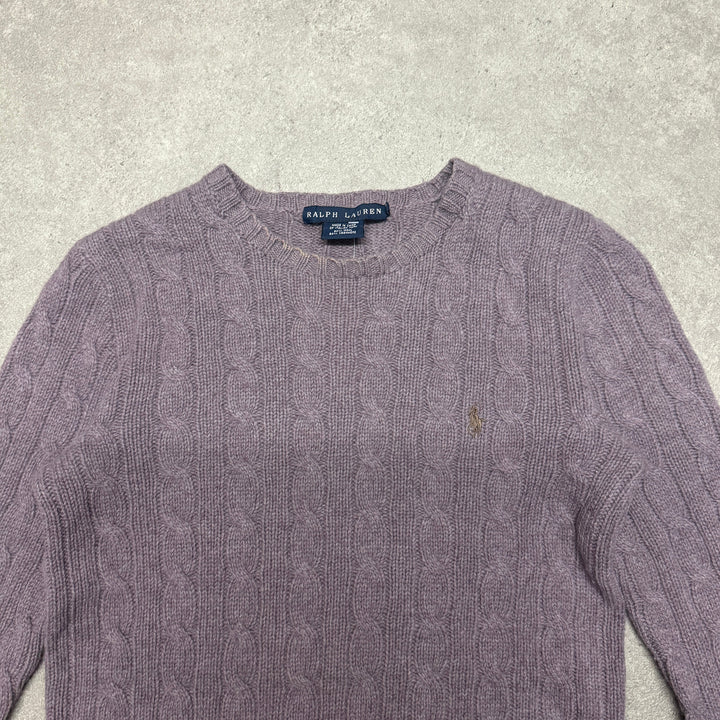 Polo Ralph Lauren Cable Knit Jumper Size S Purple