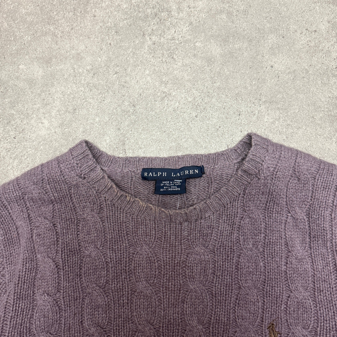 Polo Ralph Lauren Cable Knit Jumper Size S Purple