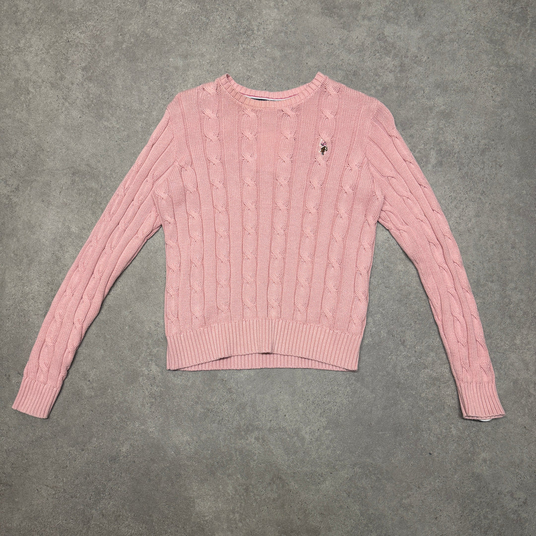 U.S. Polo Assn Cable Knit Jumper Size S Pink