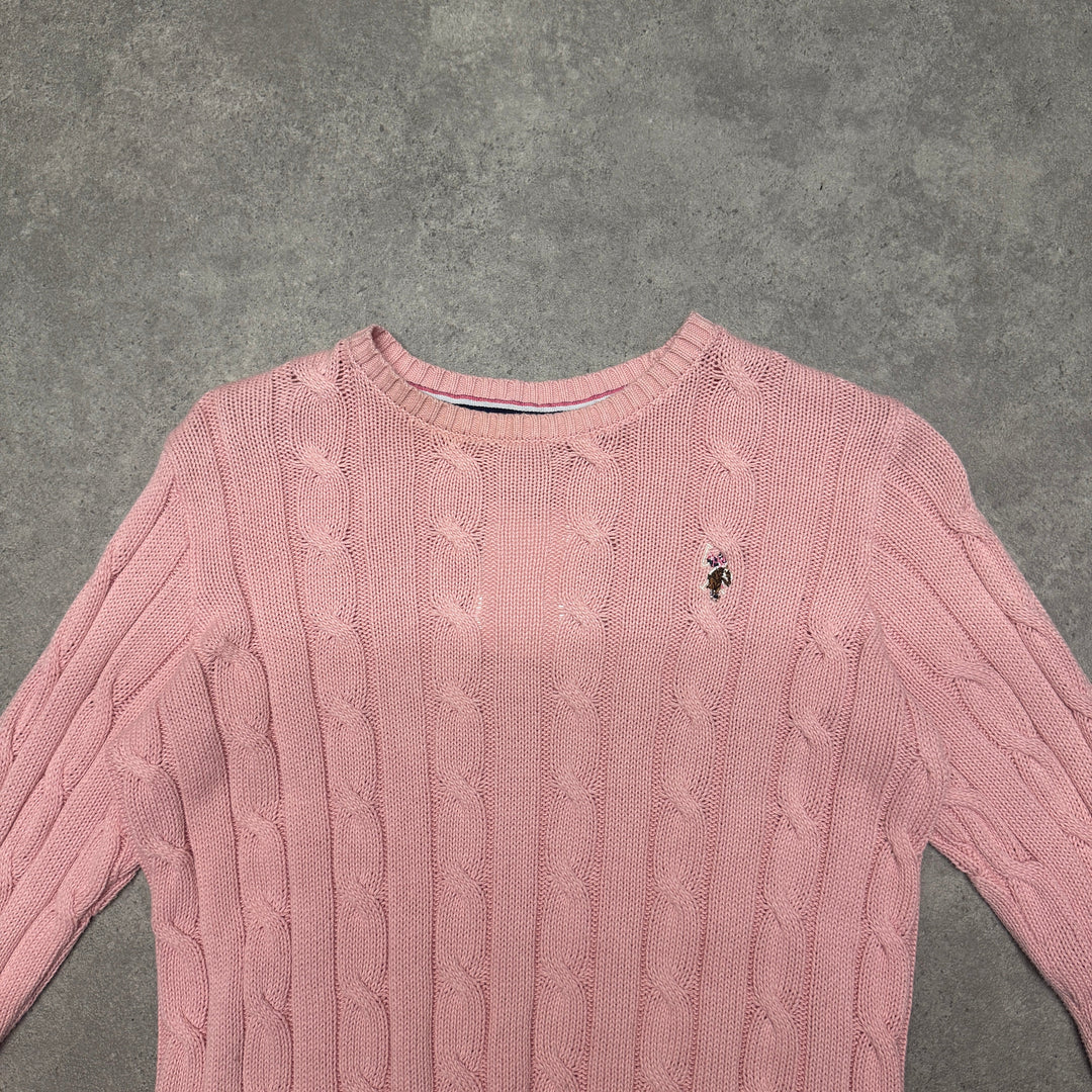 U.S. Polo Assn Cable Knit Jumper Size S Pink