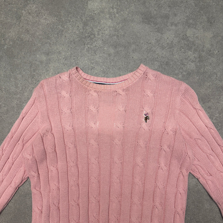 U.S. Polo Assn Cable Knit Jumper Size S Pink