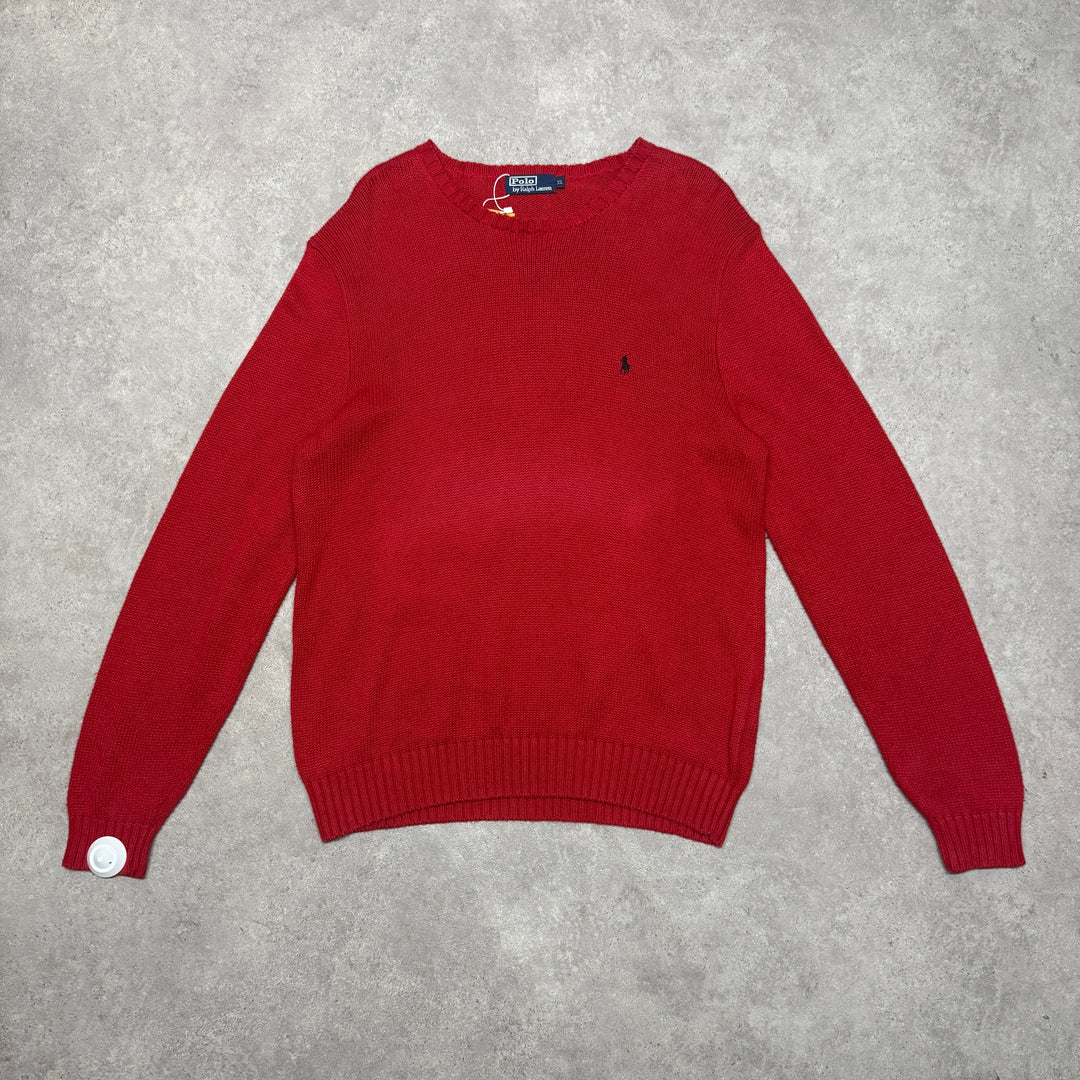 Polo Ralph Lauren Heavy Knit Jumper Crew Neck Size XL  Red