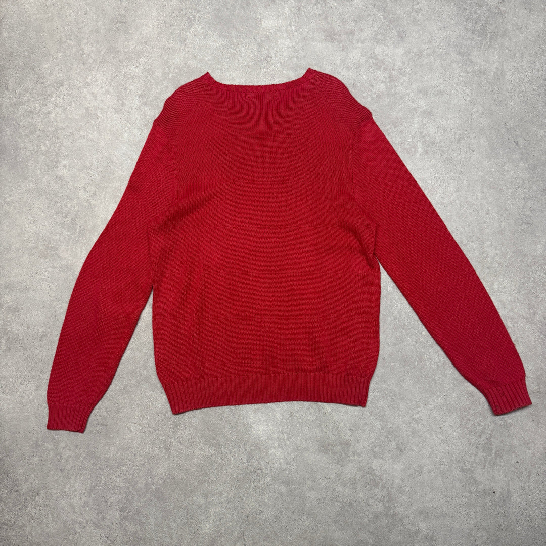 Polo Ralph Lauren Heavy Knit Jumper Crew Neck Size XL  Red