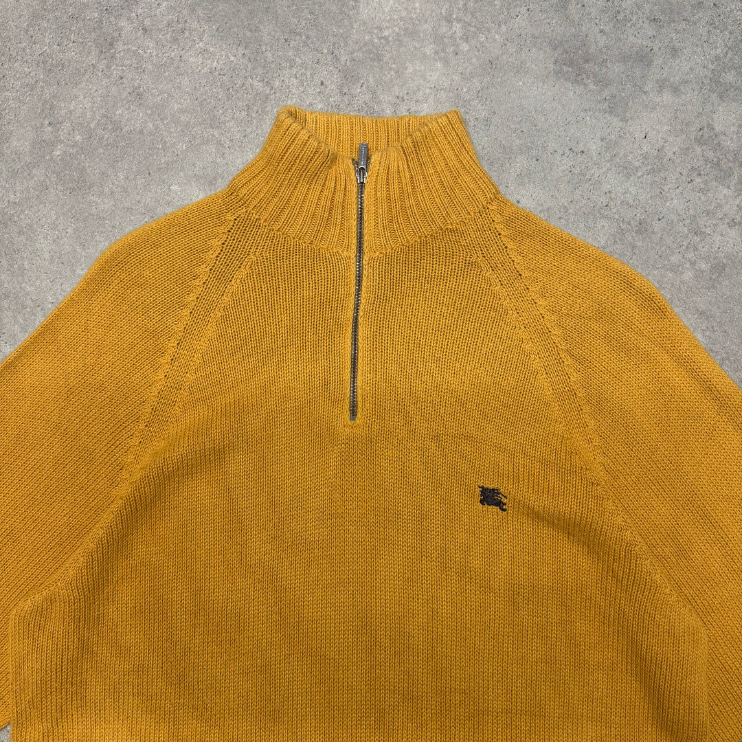 Vintage Burberry  Quarter Zip Jumper Size M Mustard