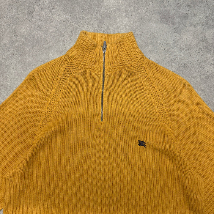 Vintage Burberry  Quarter Zip Jumper Size M Mustard