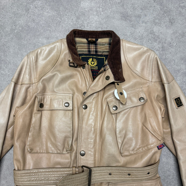 Vintage Belstaff Leather Jacket Size M Cream