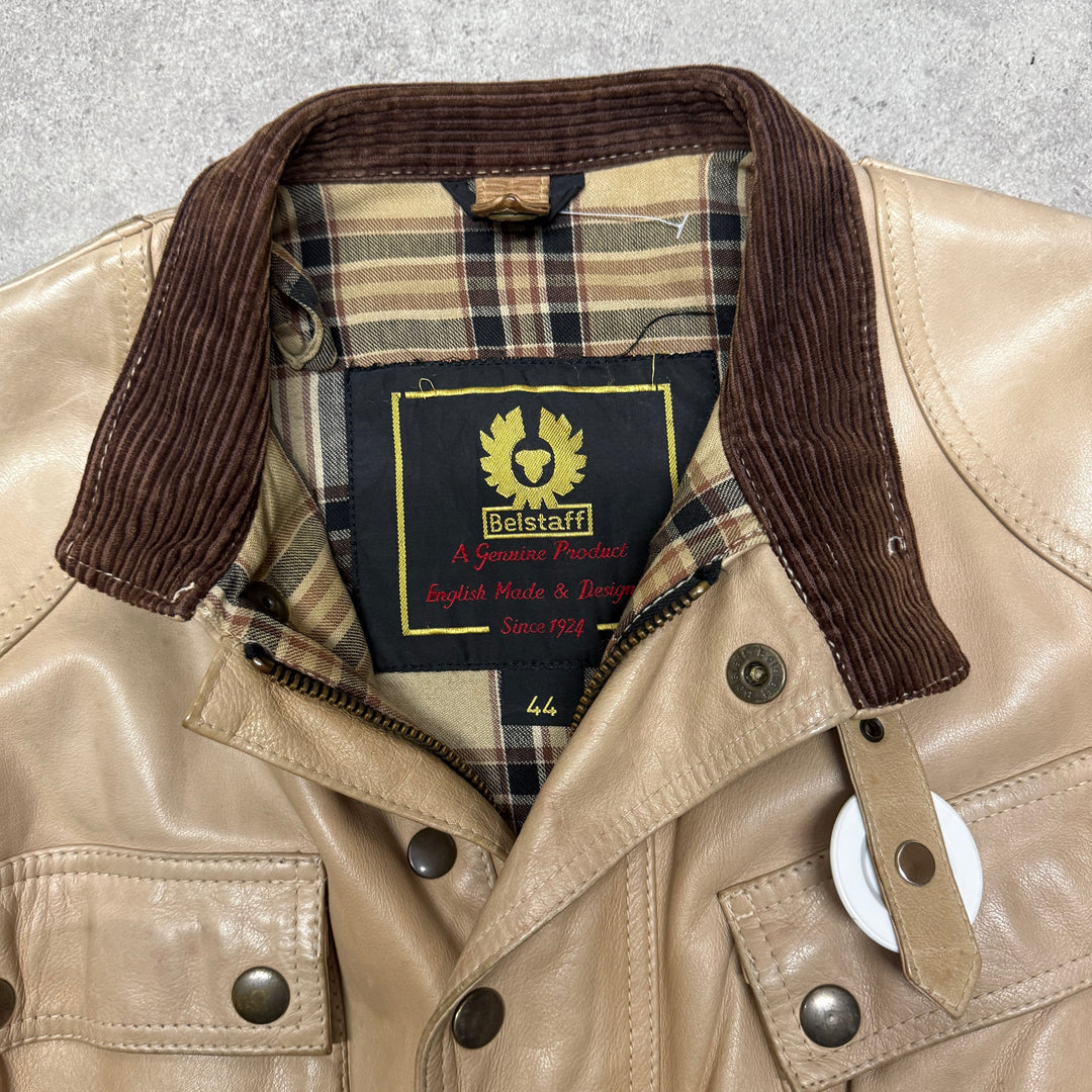 Vintage Belstaff Leather Jacket Size M Cream