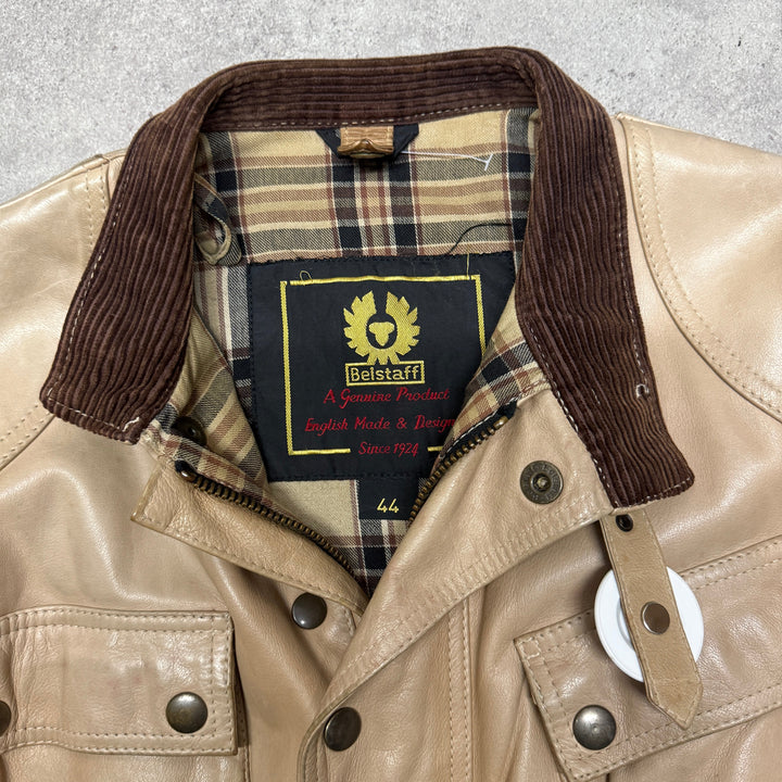Vintage Belstaff Leather Jacket Size M Cream