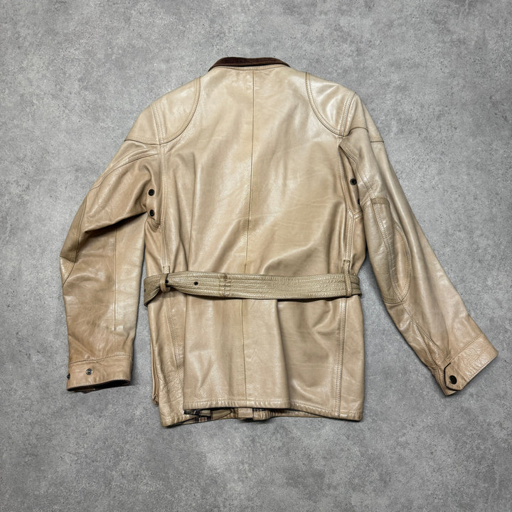 Vintage Belstaff Leather Jacket Size M Cream
