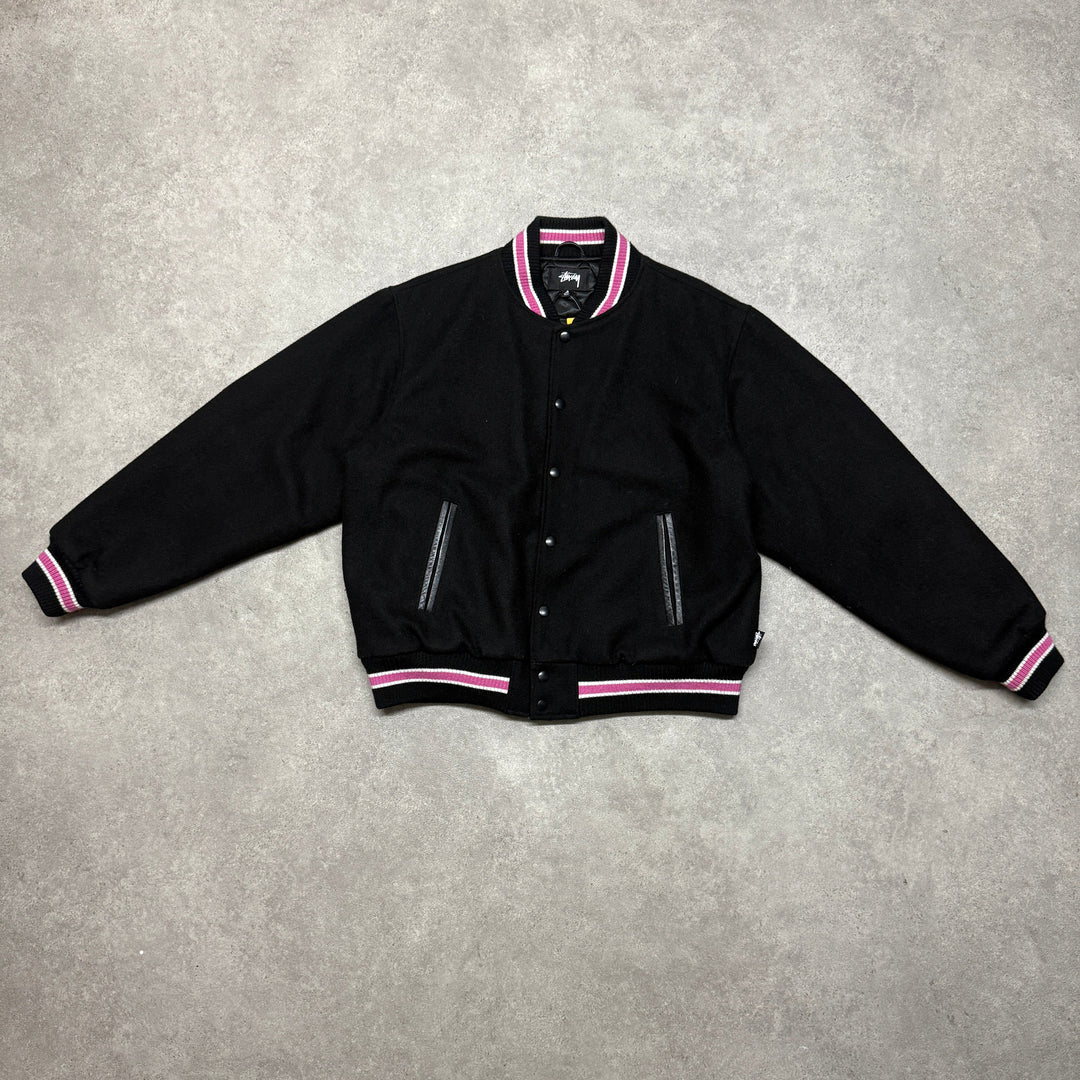 Stussy  Talk Melton Bomber Jacket Size M Black