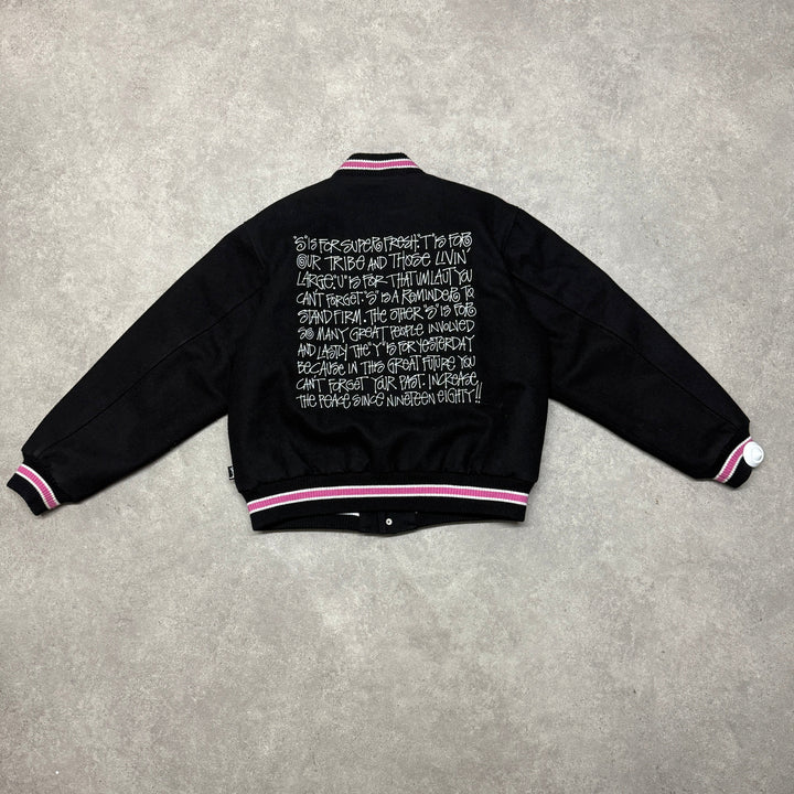 Stussy  Talk Melton Bomber Jacket Size M Black