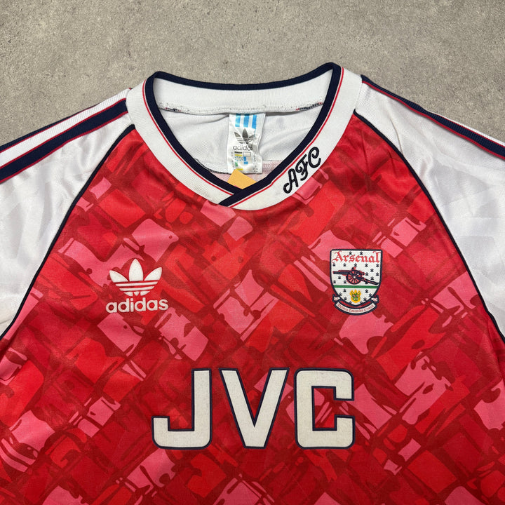 Vintage Arsenal FC 1990-92 Adams Football Shirt Size S Red