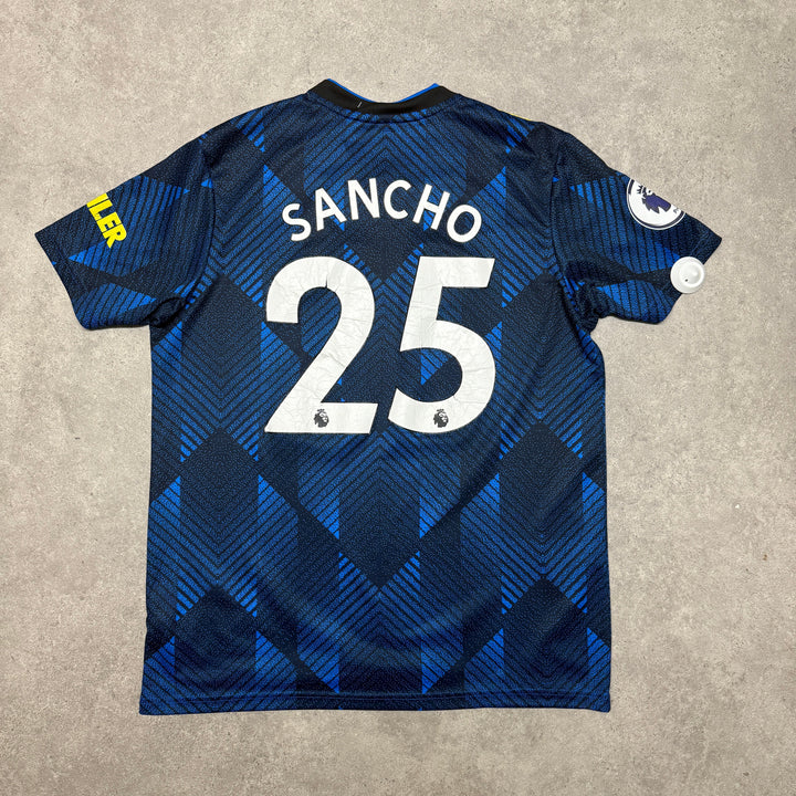 Manchester United Sancho 2021-22 Football Shirt Size XL Blue