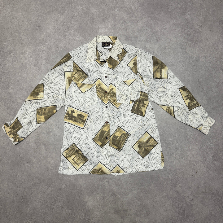 Vintage Fendi Rome Shirt Size L Cream