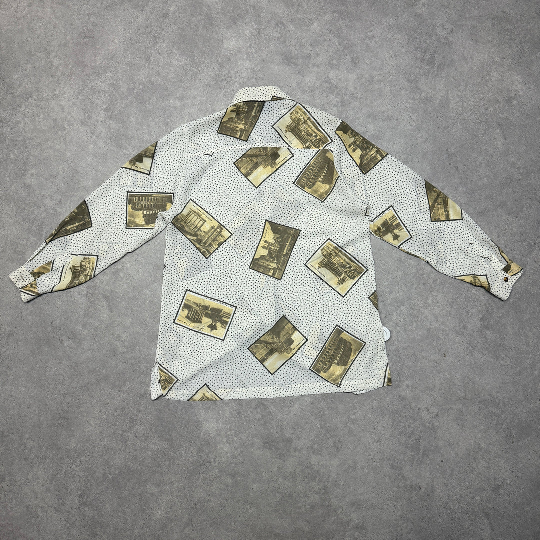 Vintage Fendi Rome Shirt Size L Cream